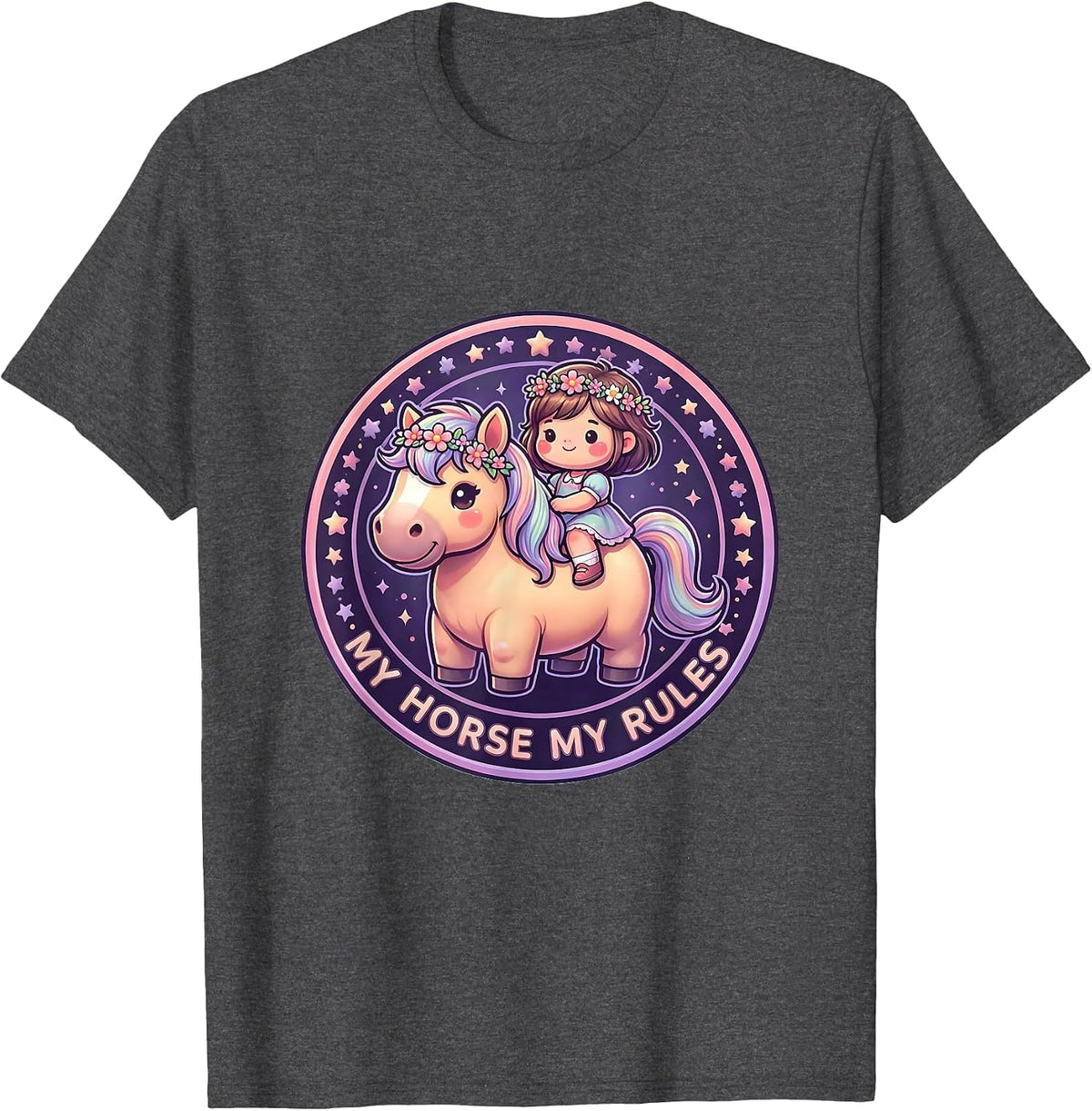 My Horse My Rules Equestrian Rider Design T-Shirt - Dark Heather Grey