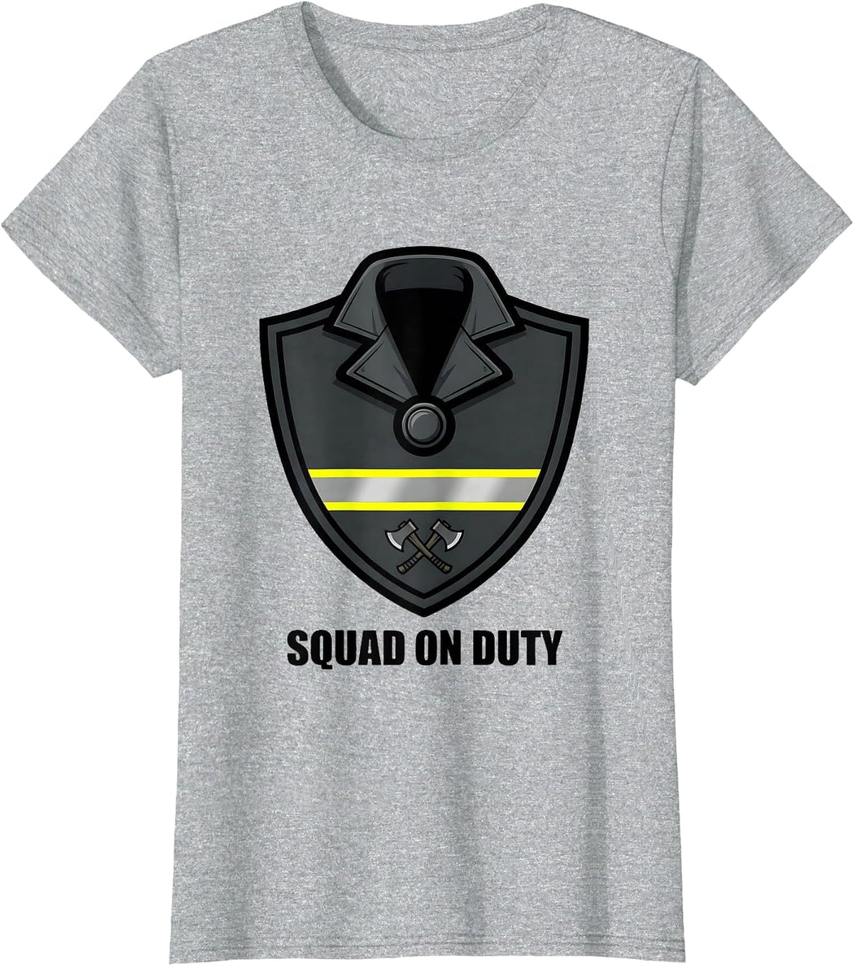 SQUAD ON DUTY Firefighter Badge Humor Fireman Gift T-Shirt - Heather Grey