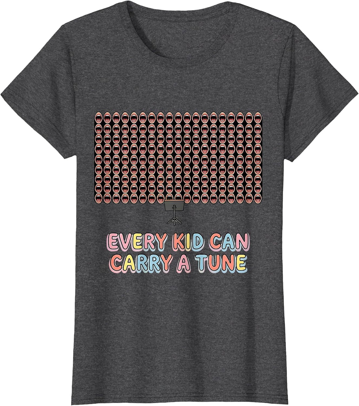 Women's Every Kid Can Carry A Tune Music Teacher Appreciation Gift T-Shirt - Dark Heather Grey
