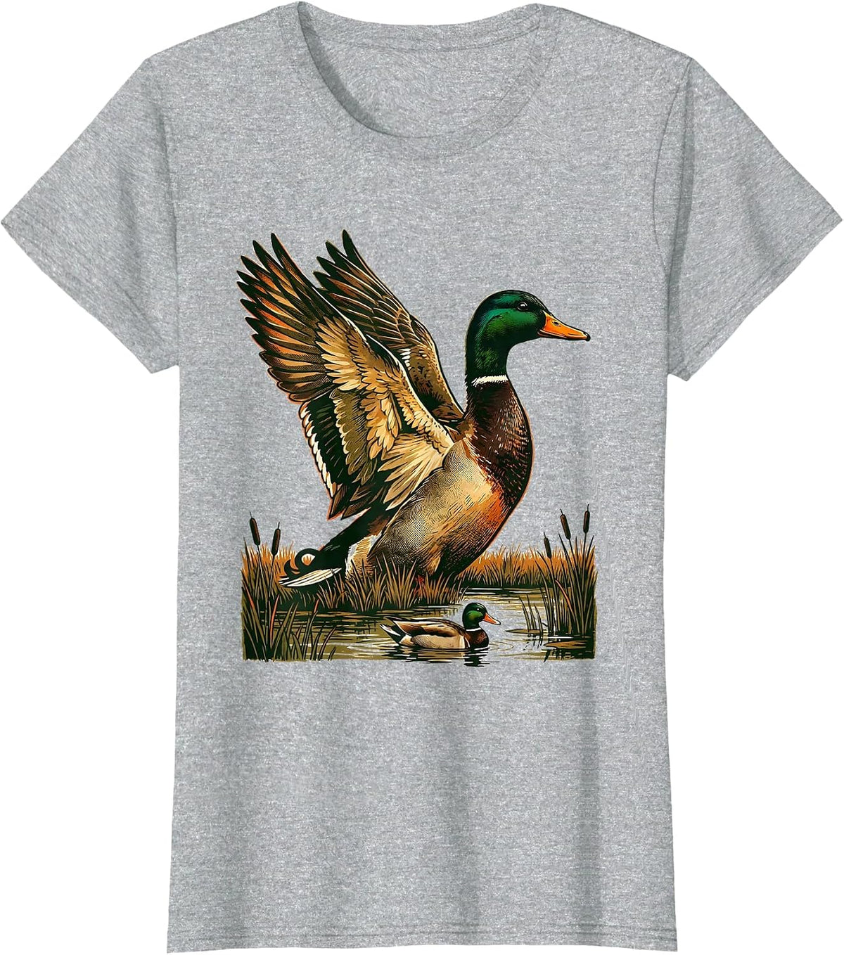 Mallard Drake Hunting Camo Waterfowl Hunter Gift T-Shirt - Heather Grey