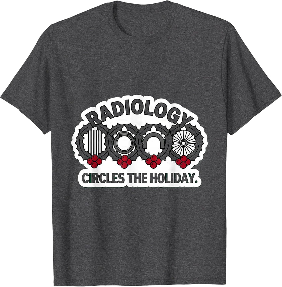 Men's Radiology Circles The Holiday Funny Xray Tech Christmas T-Shirt - Dark Heather Grey