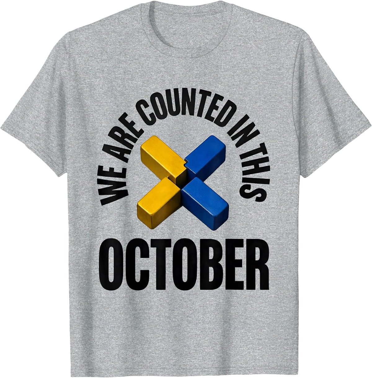 Men's We Are Counted In This October Down Syndrome Awareness T-Shirt - Heather Grey