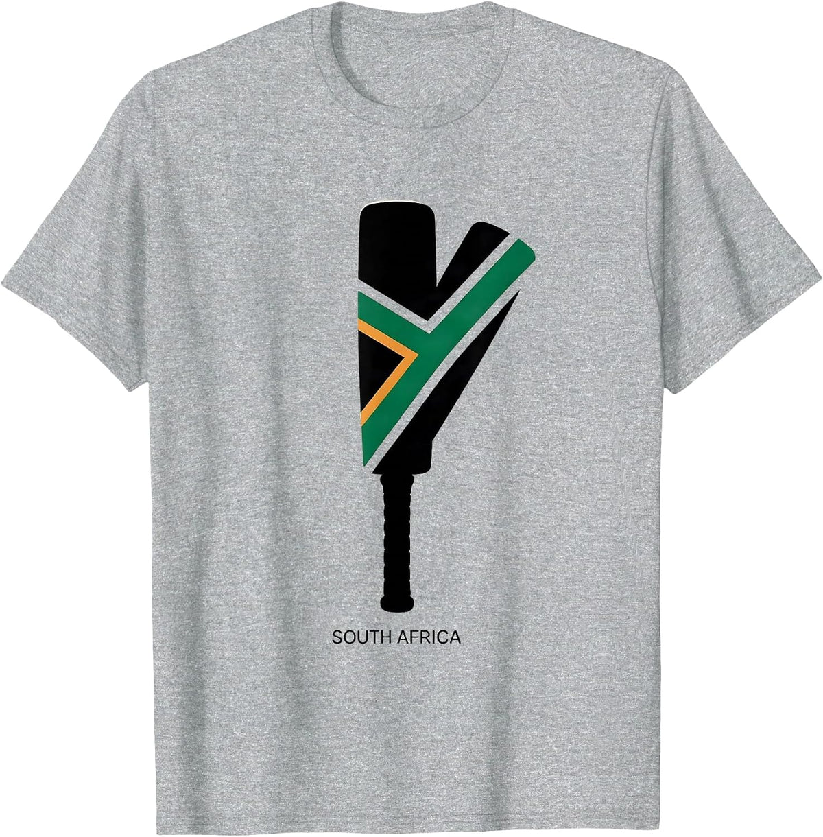 Men's South Africa Cricket Bat Silhouette National Pride T-Shirt - Heather Grey