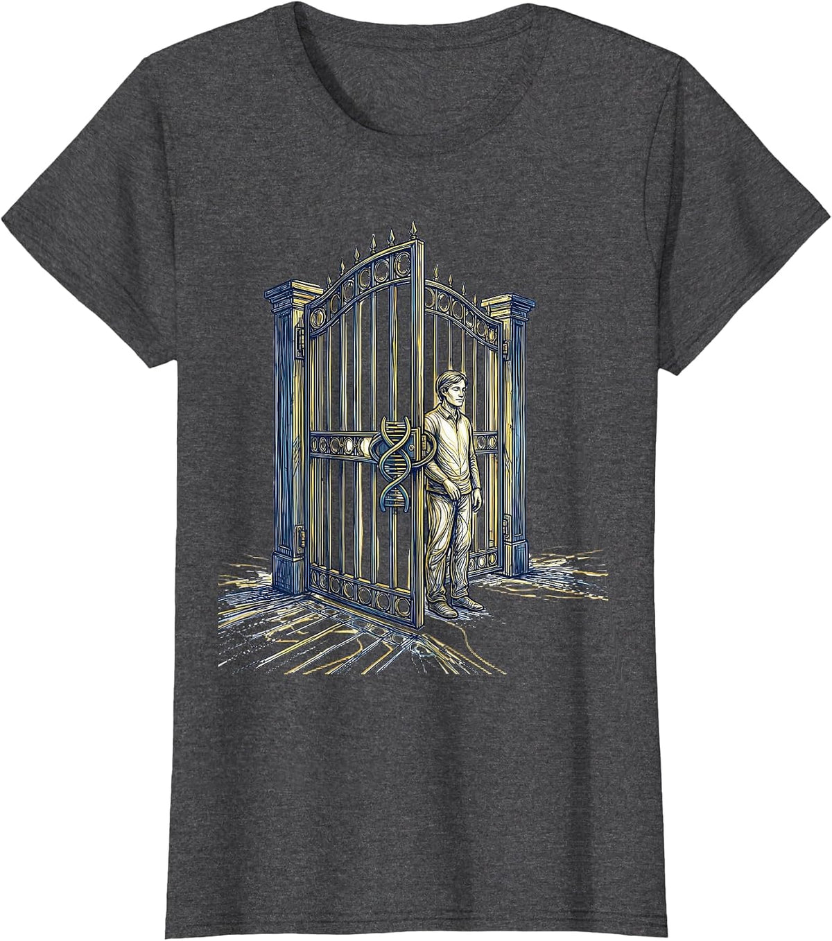 Women's Open Gate Chromosomal Loop Down Syndrome Awareness October T-Shirt - Dark Heather Grey