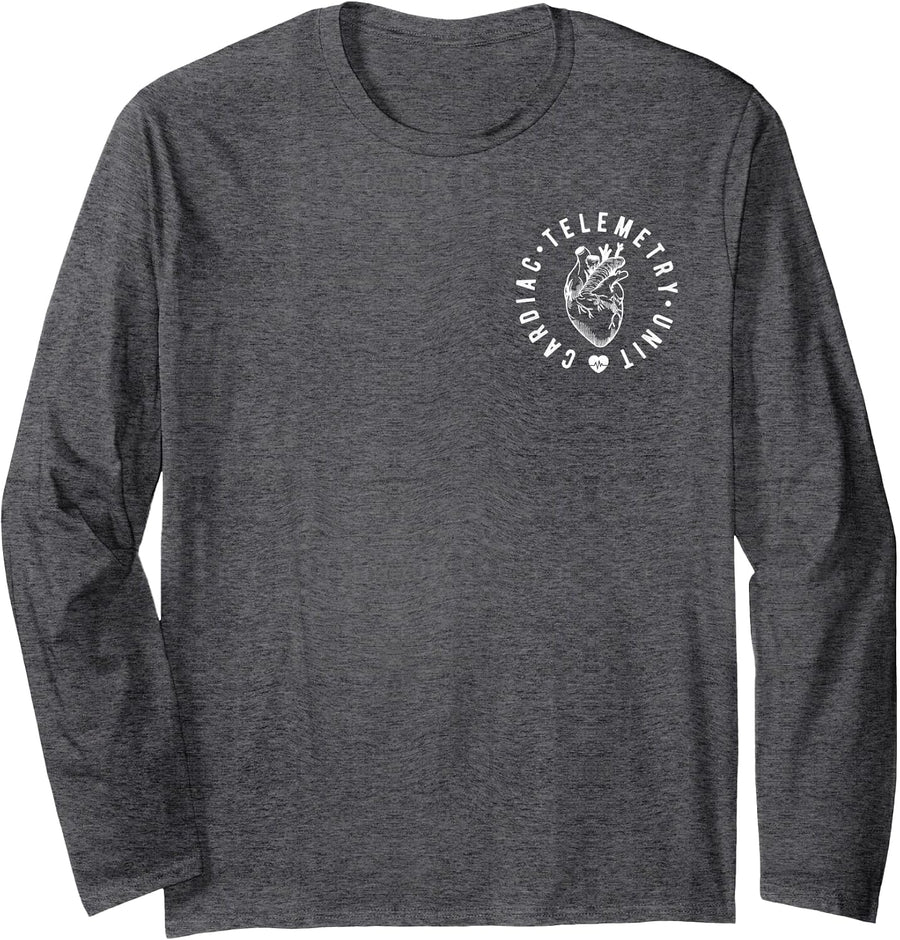 Cardiac Telemetry Unit Nurse CVICU Cardiac Telemetry RN Long Sleeve T-Shirt - Adult Unisex Dark Heather Grey