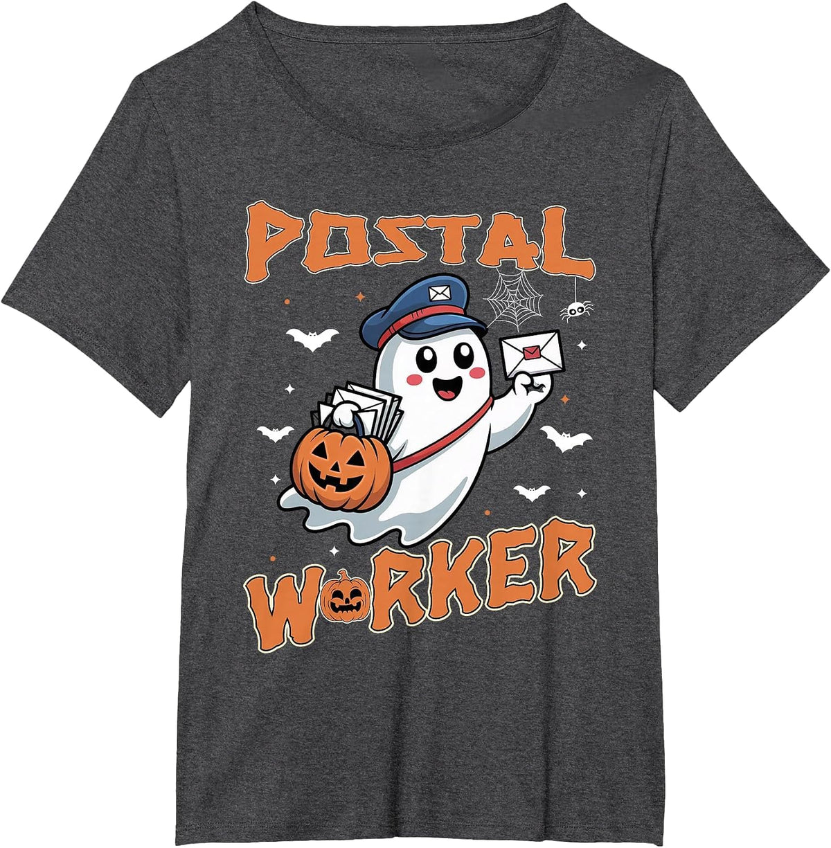 Postal Worker Pumpkin Post Office Staff Ghost Halloween Men T-Shirt - Dark Heather Grey