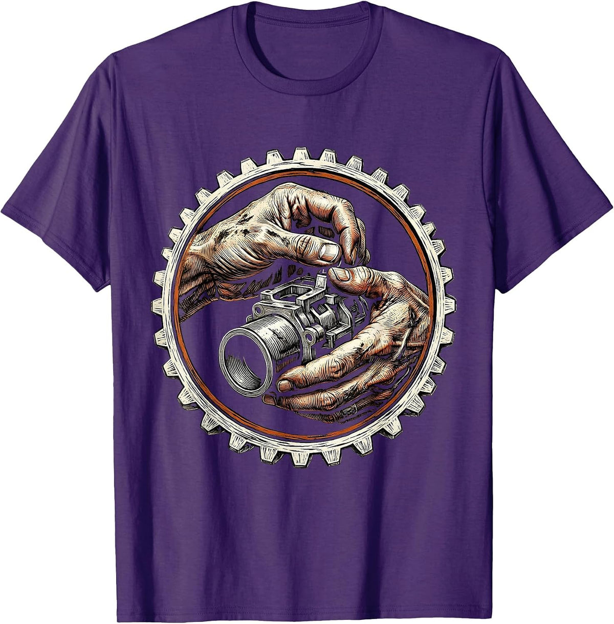 Carburetor Assembly Close-Up Mechanic Graphic T-Shirt - Purple