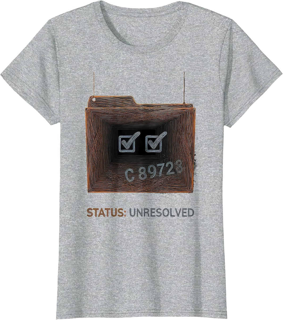 Status Unresolved Funny Quantum Physics Geek Humor T-Shirt - Heather Grey