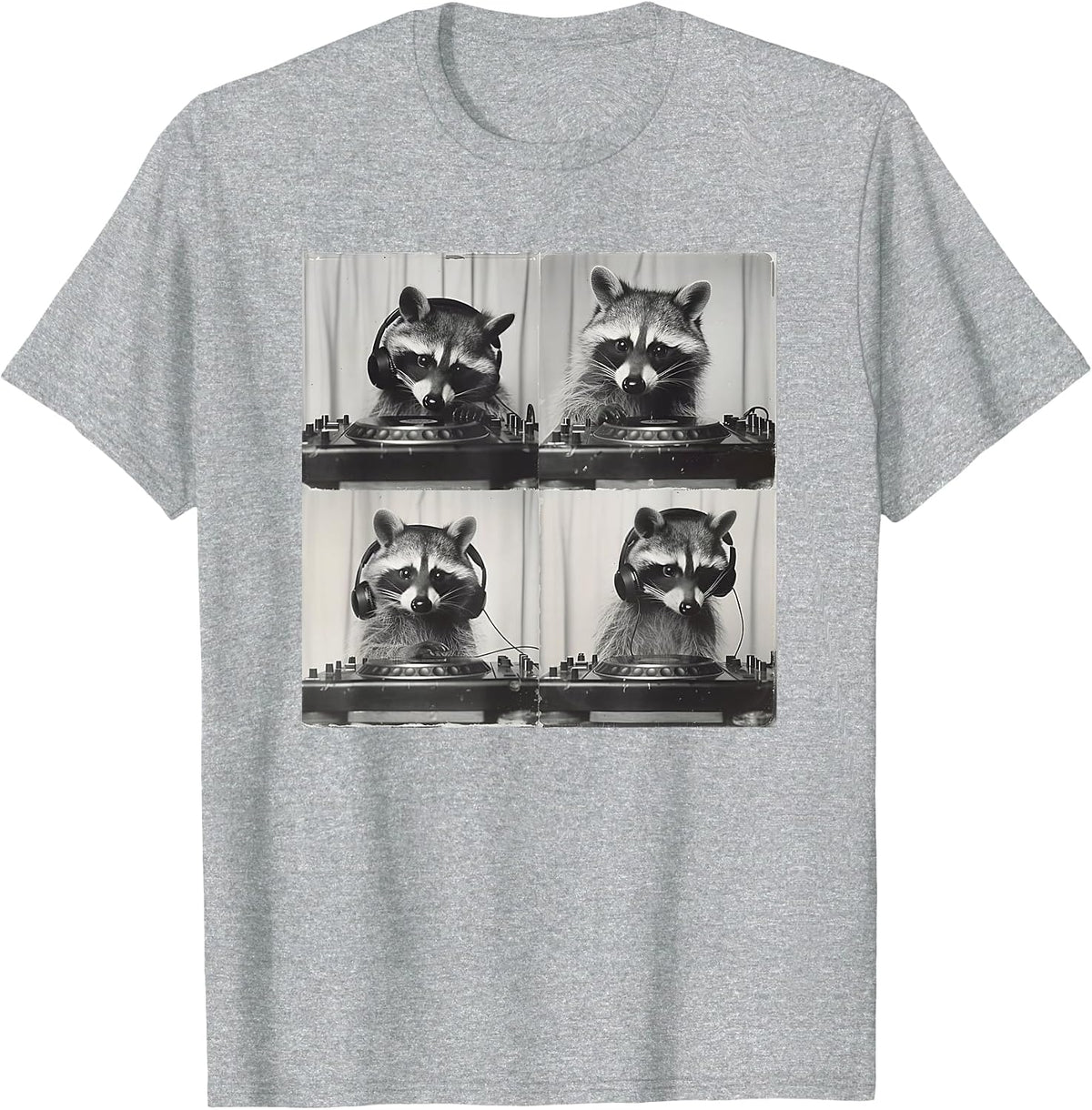 Party Raccoon DJ T-Shirt - Heather Grey