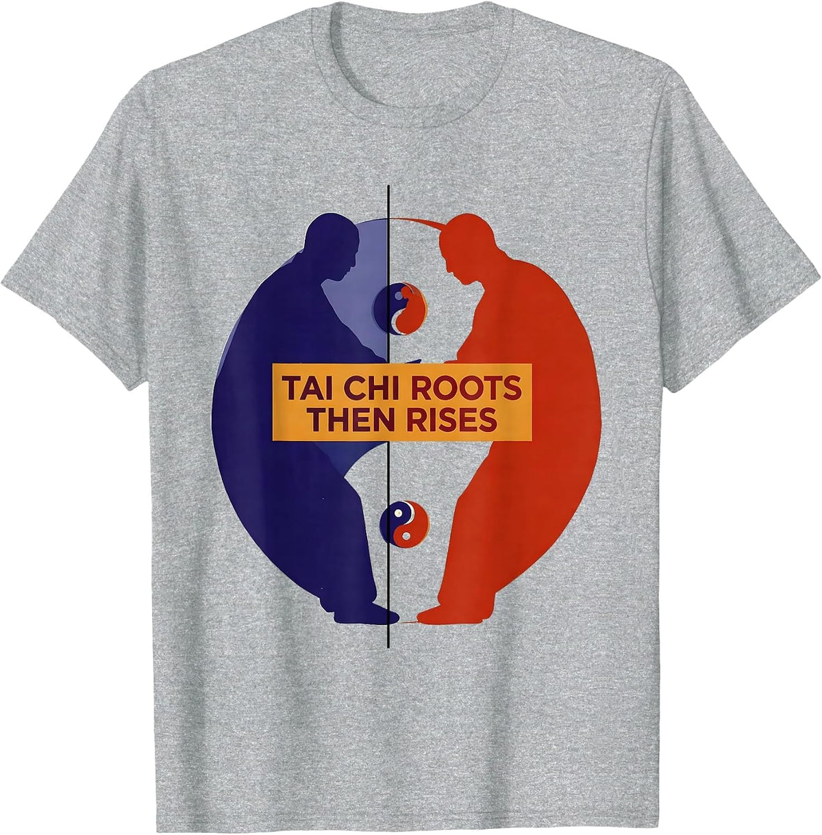 Men's Tai Chi Roots, Then Rises Yin Yang Martial Arts Philosophy T-Shirt - Heather Grey