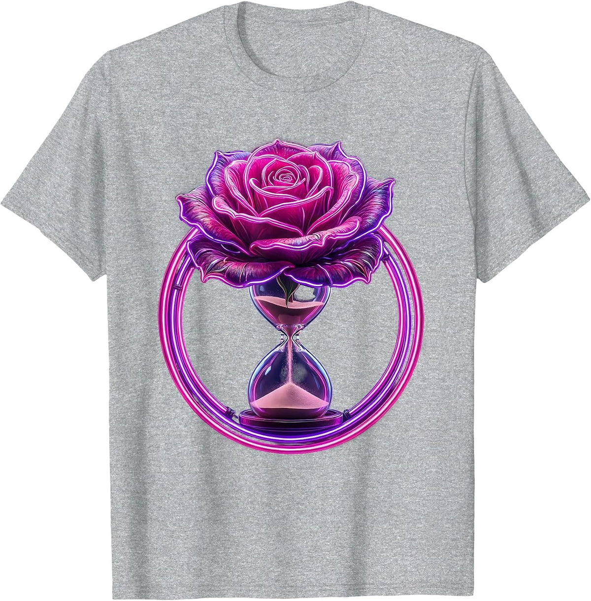 Men's 21st Birthday Blooming Rose Hourglass Design T-Shirt - Heather Grey