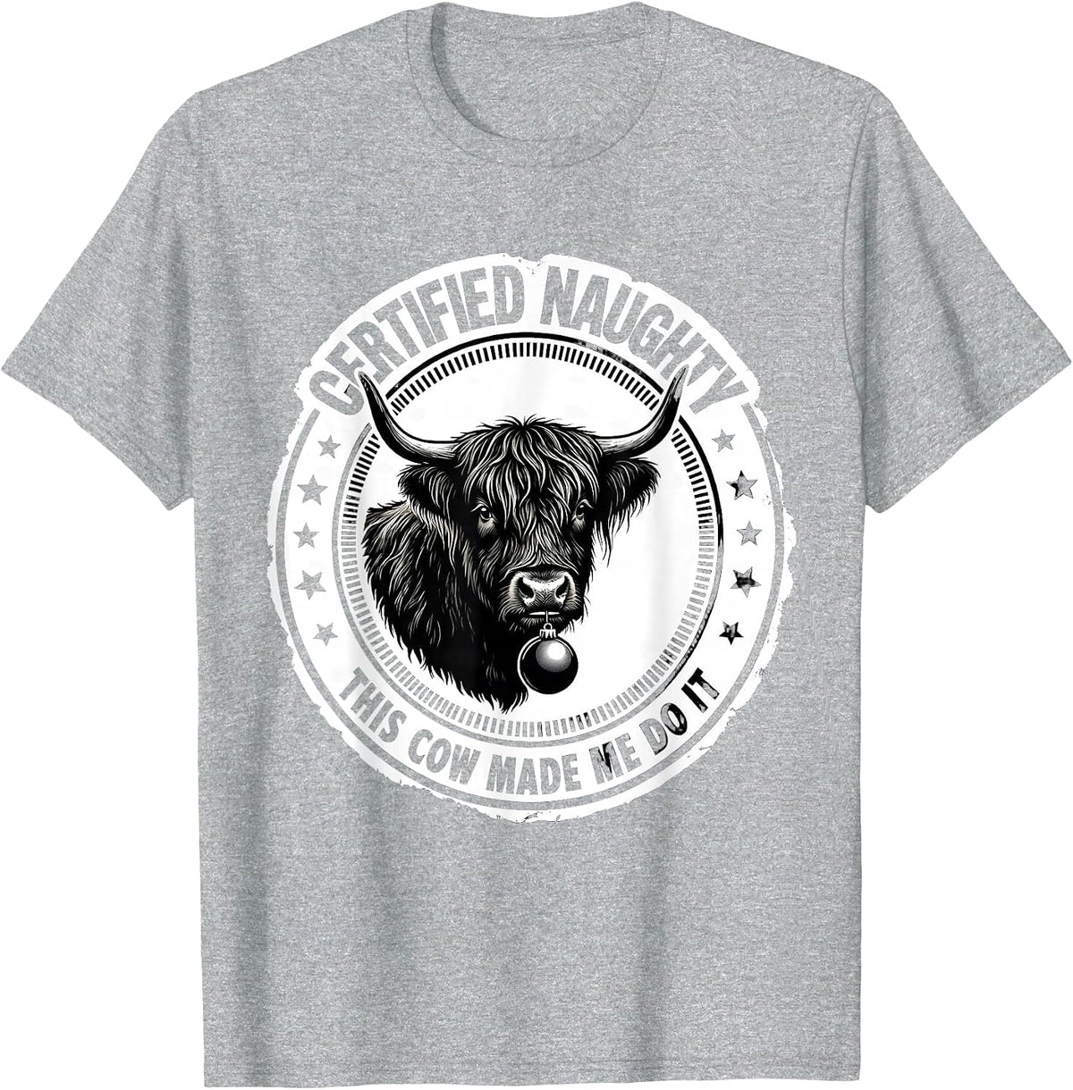 Men's Certified Naughty — This Cow Made Me Do It Funny T-Shirt - Heather Grey