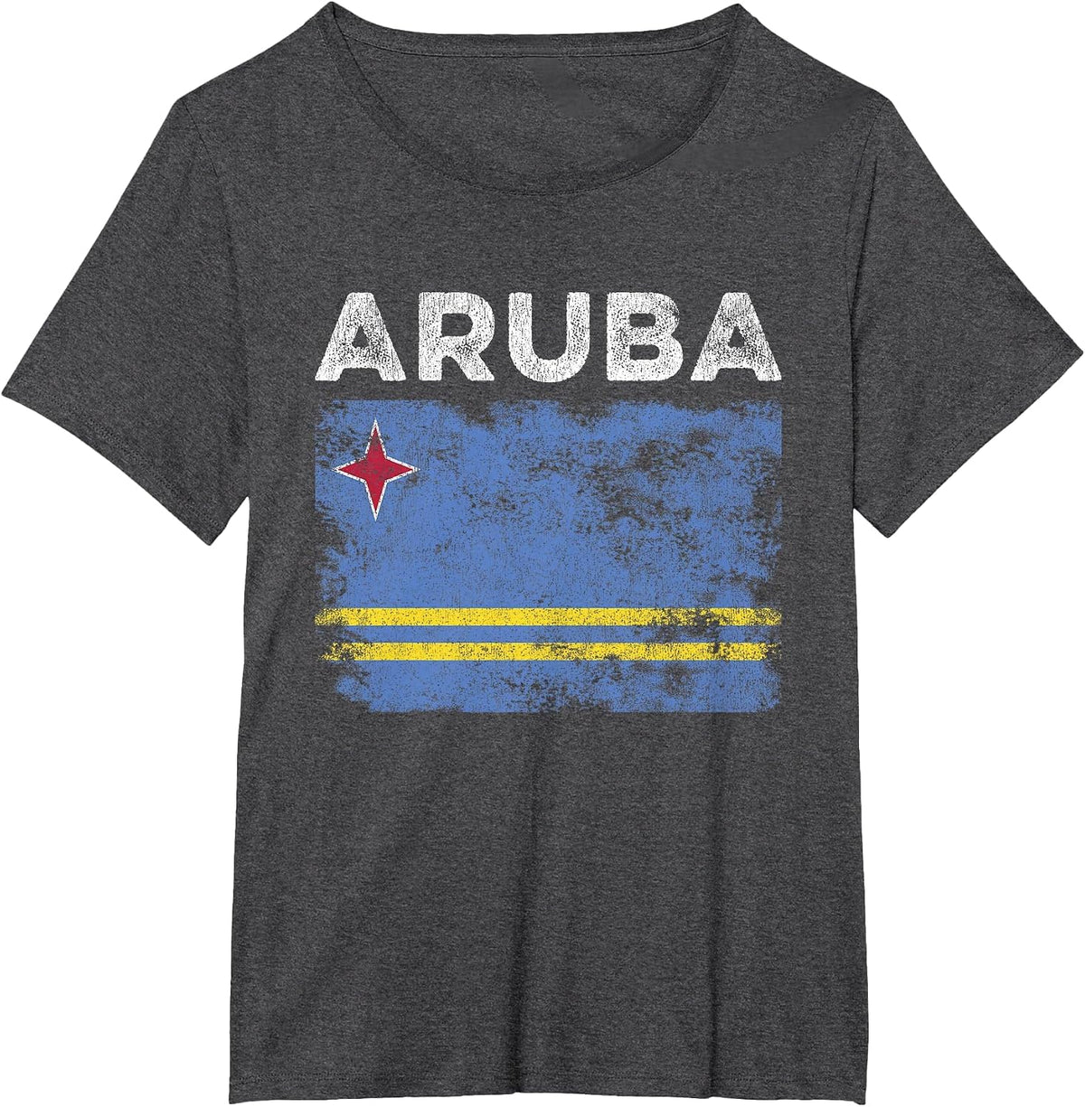 Aruba Flag Distressed - Men Women Kids - Aruban Flag T-Shirt - Dark Heather Grey