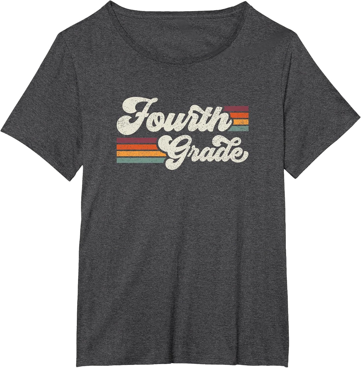 Retro Fourth Grade Teacher Back to School T-Shirt - Dark Heather Grey