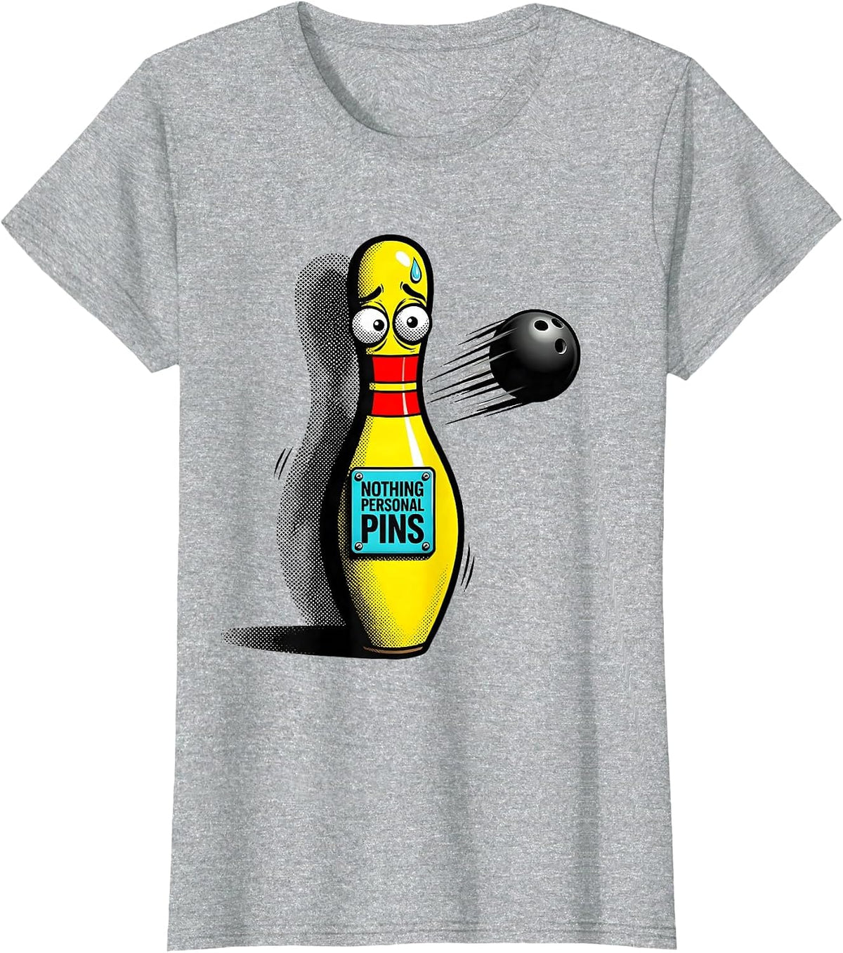 Nothing Personal Pins Pop Art Funny Bowling Bowler T-Shirt - Heather Grey