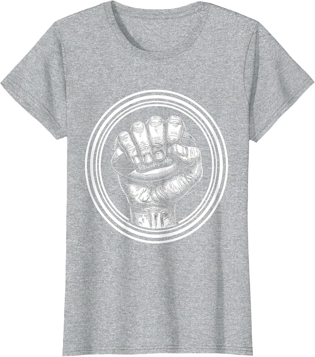 Rugby Fist Grip Graphic Tee - Ball in Hand T-Shirt - Heather Grey