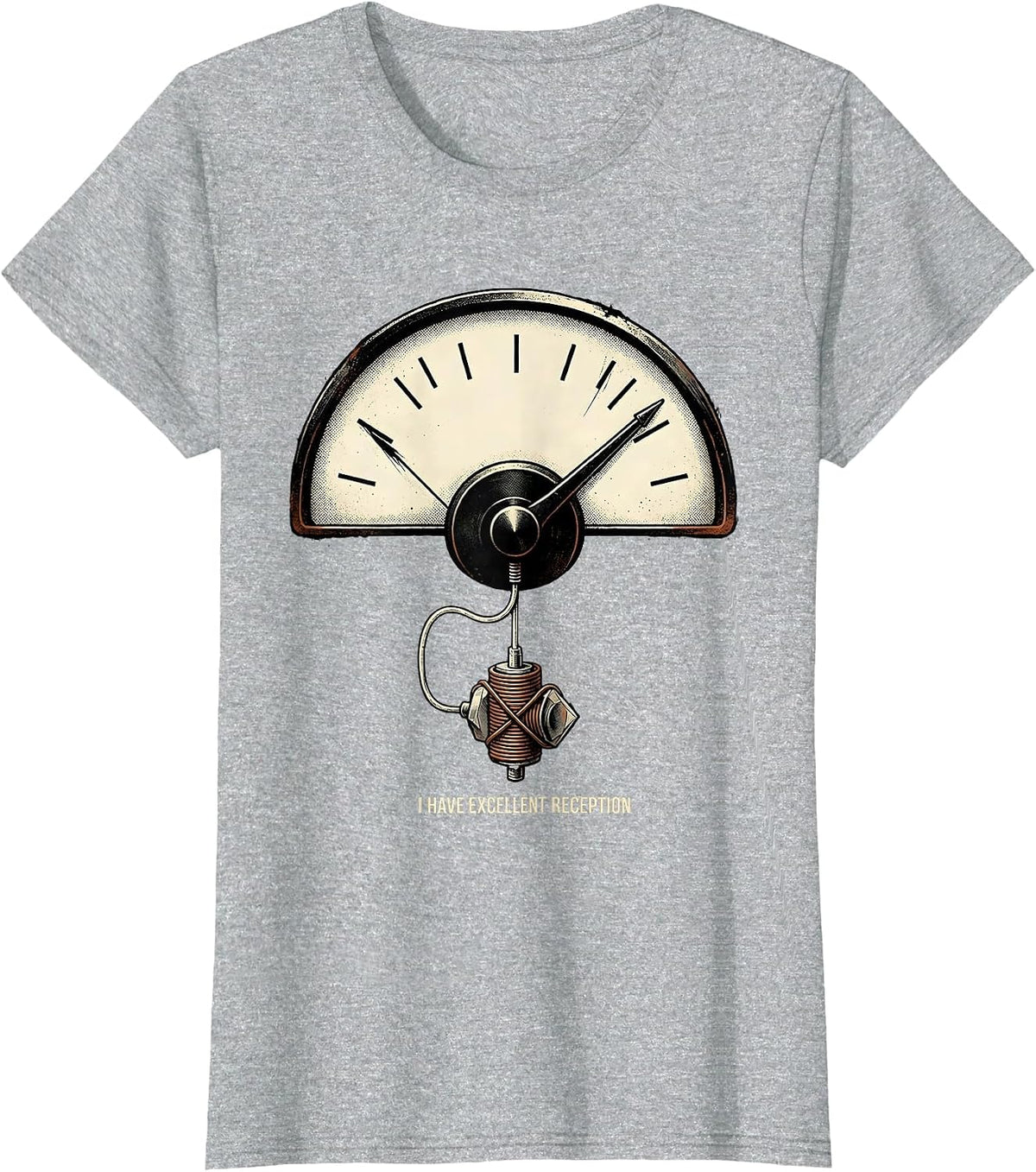 Women's I Have Excellent Reception Distressed Funny Ham Radio T-Shirt - Heather Grey