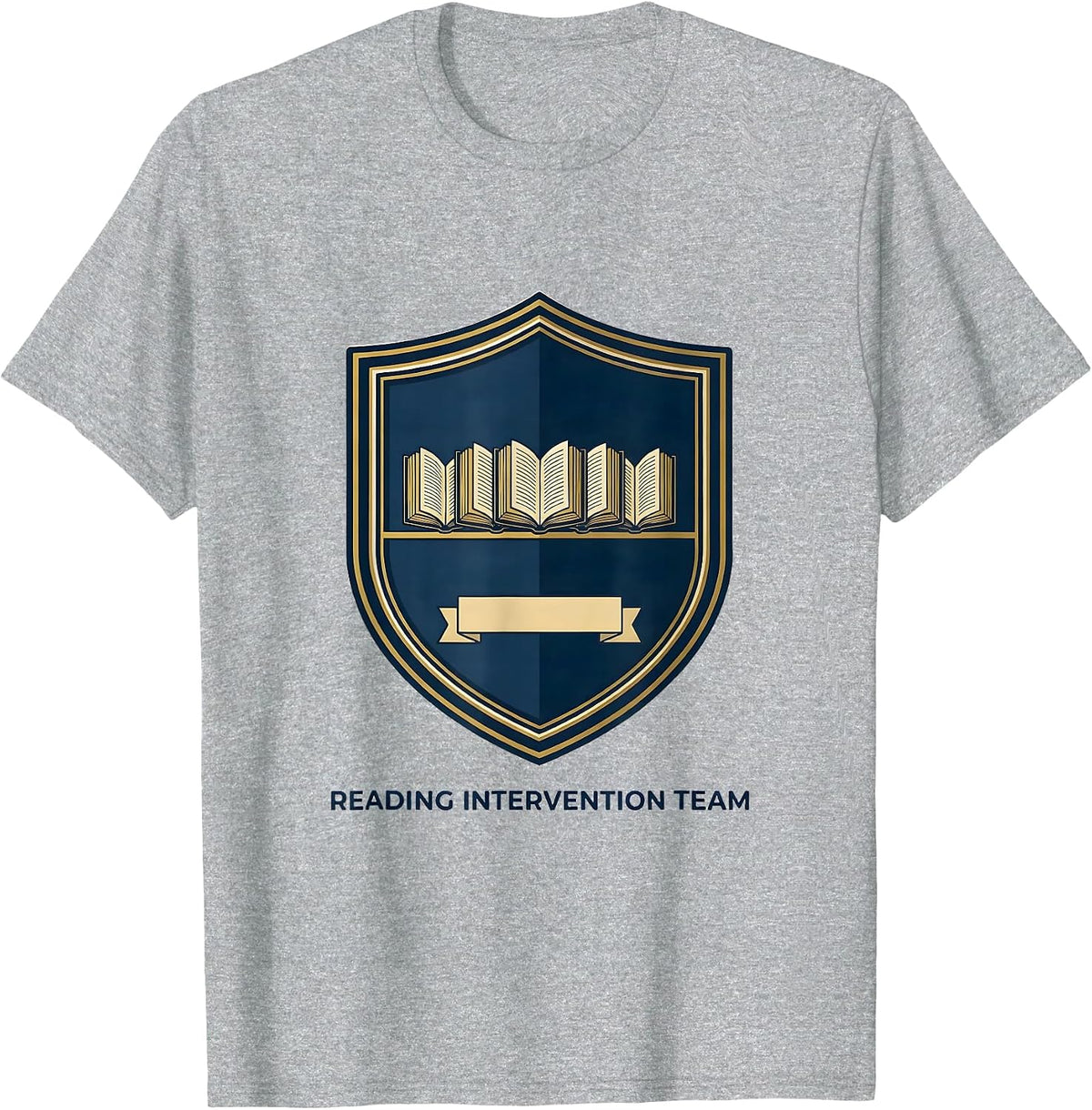 Men's Reading Intervention Team Literacy Teacher Squad Emblem T-Shirt - Heather Grey