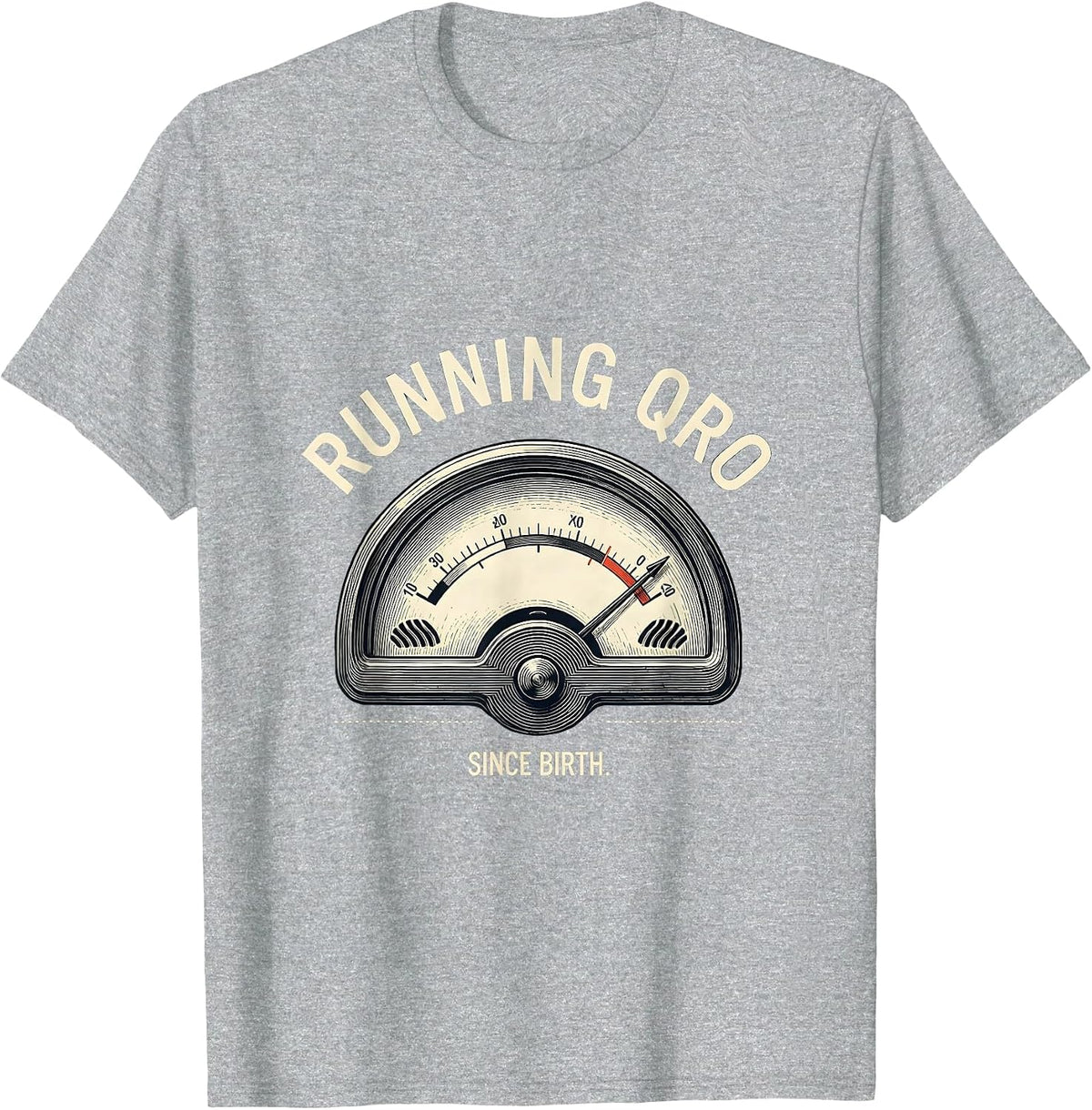 Men's Running QRO Since Birth Funny Ham Radio Operator Hobbyist T-Shirt - Heather Grey