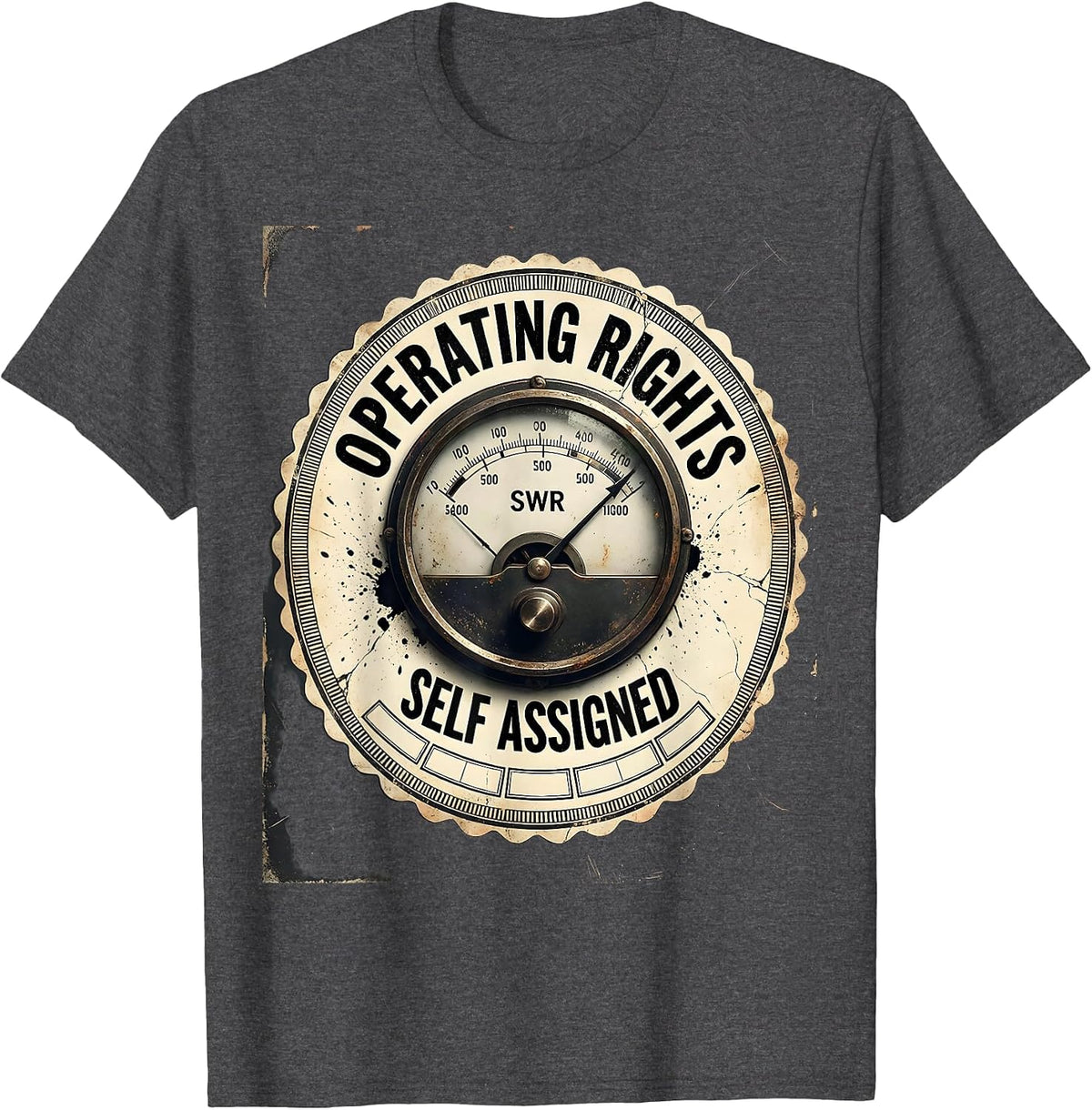 Operating Rights Self Assigned Distressed Ham Radio Operator T-Shirt - Dark Heather Grey