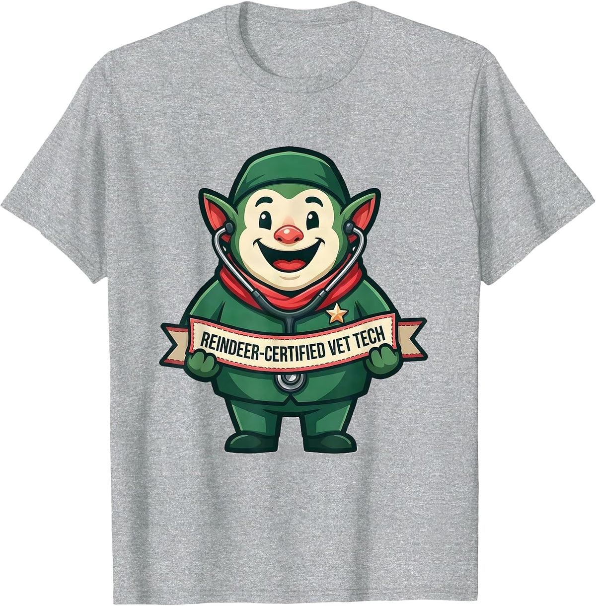 Men's Reindeer-Certified Vet Tech Funny Veterinary Tech Christmas T-Shirt - Heather Grey
