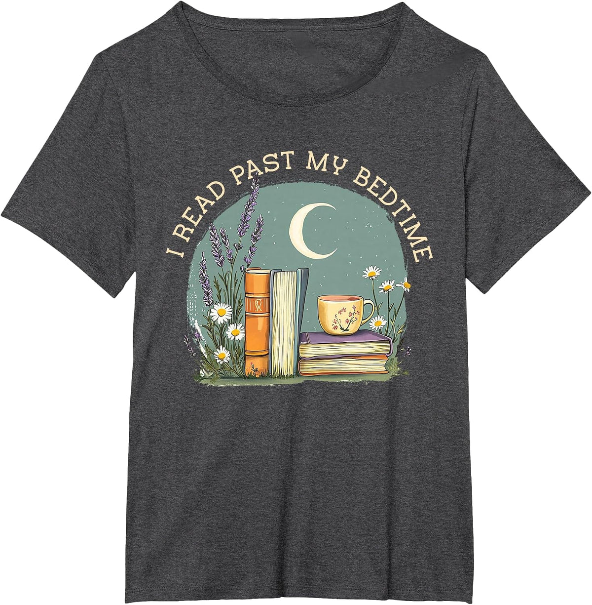I Read Past My Bedtime T-Shirt Tee for Book Lovers and Reading Enthusiasts - Dark Heather Grey