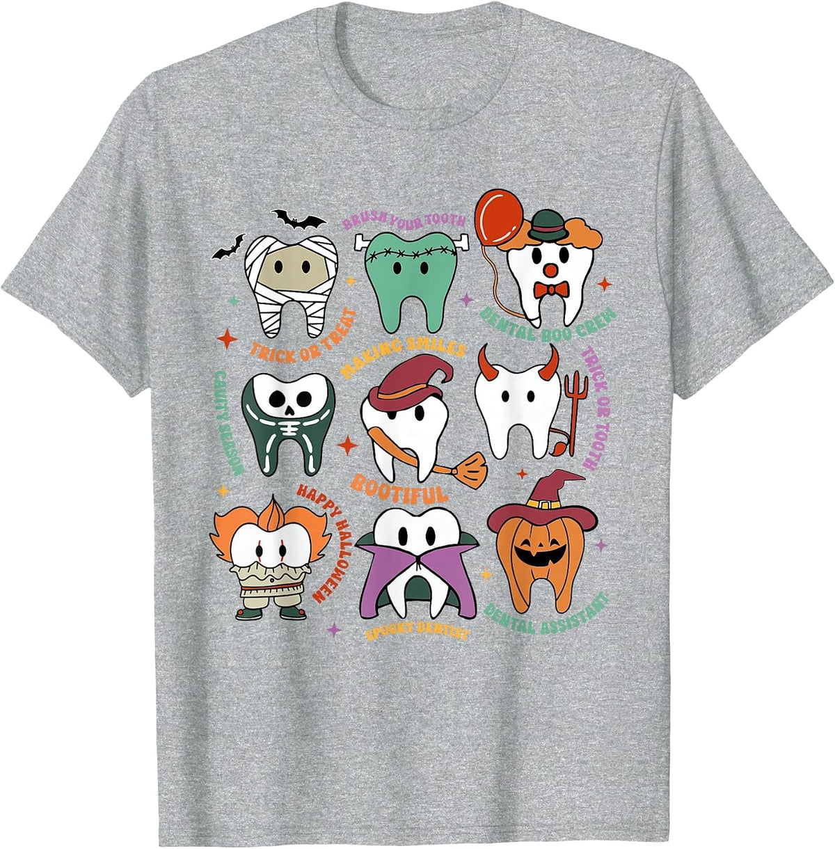 Halloween Dental Boo Crew Dentist Costume Teeth Women Men T-Shirt - Heather Grey