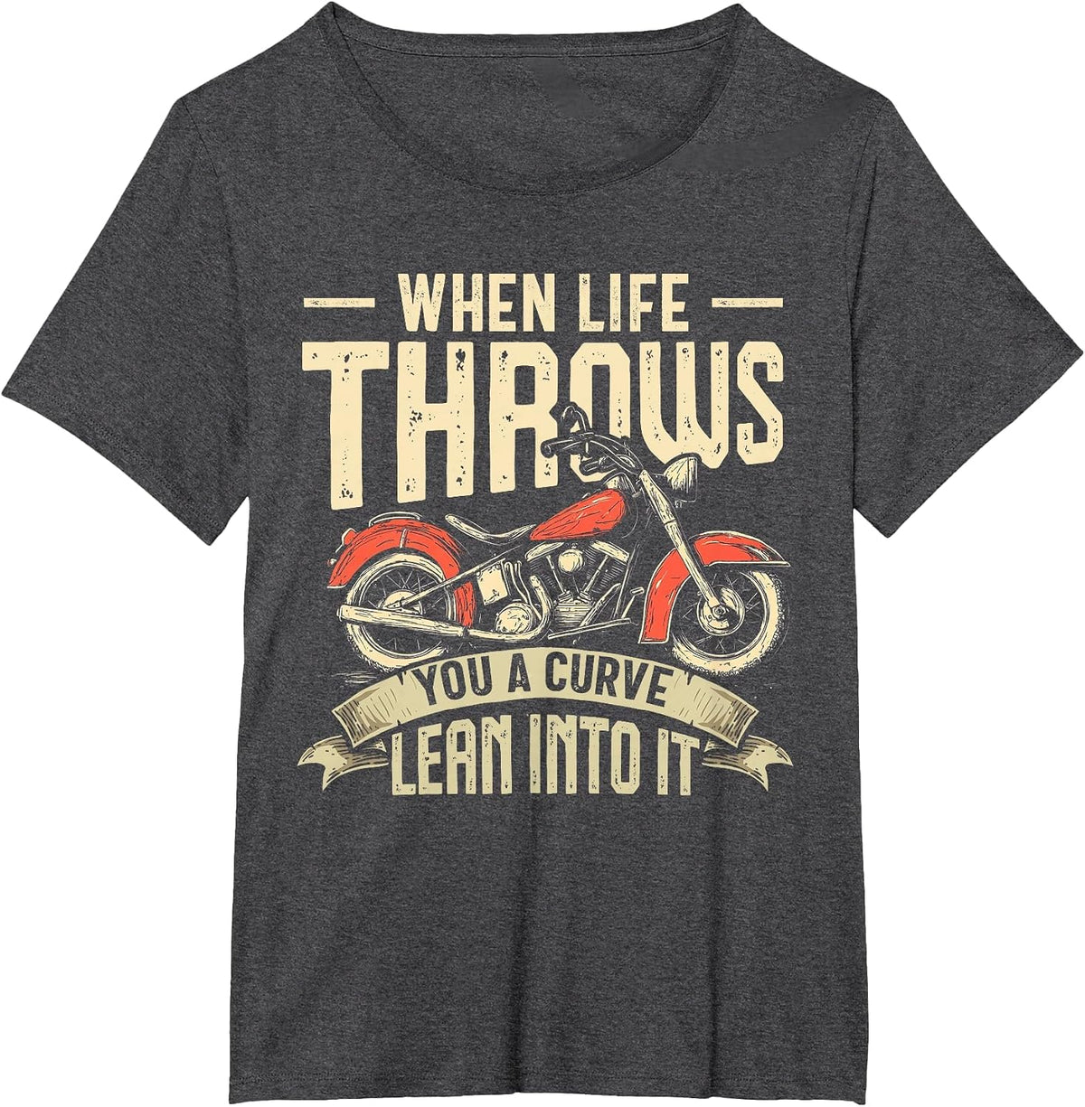 Biker When Life Throws You A Curve Motorcycle Men Women Kids T-Shirt - Dark Heather Grey