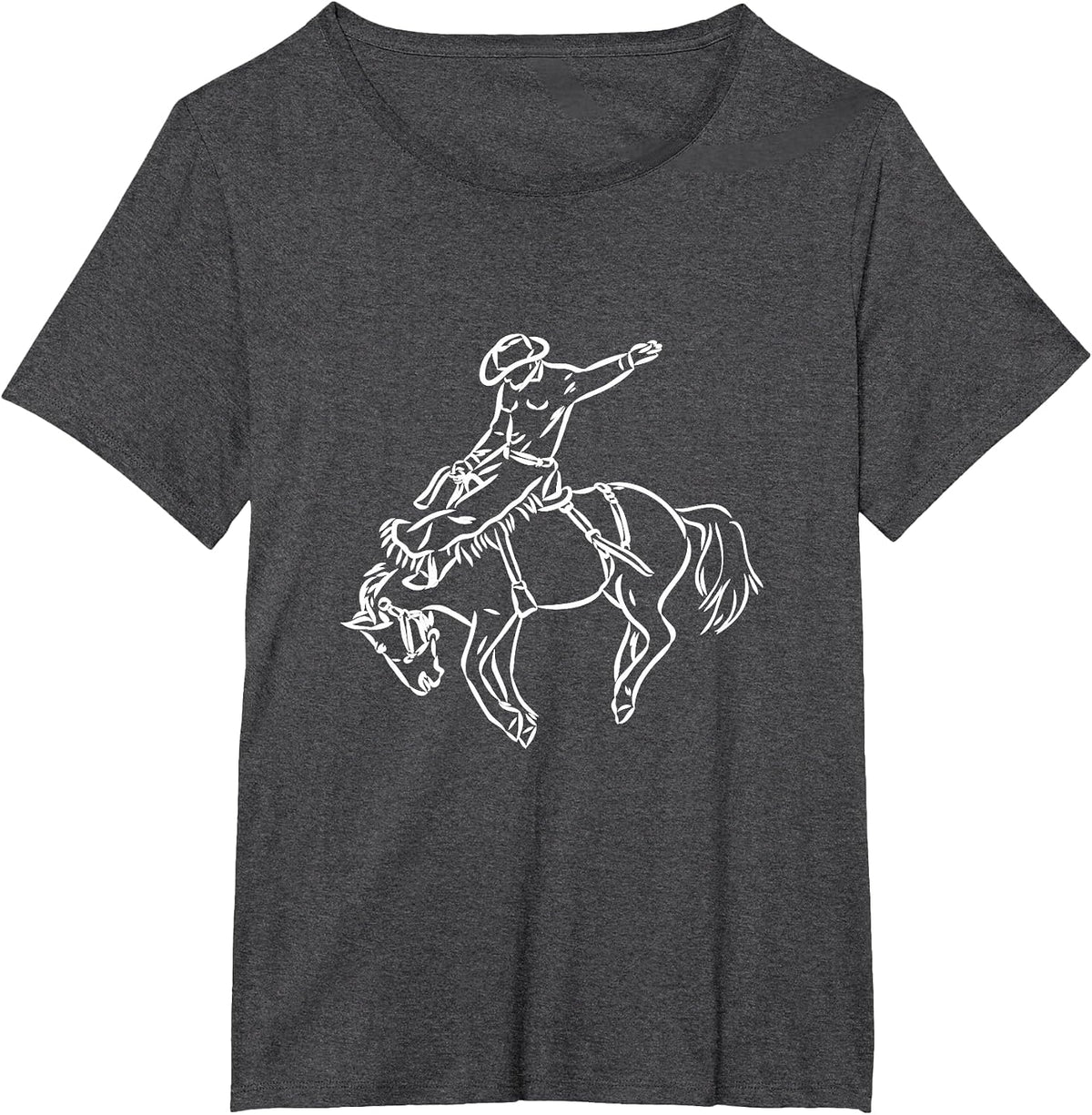 Vintage Rodeo Shirt Bucking Bronco Horse Riding Cowboy T-Shirt - Dark Heather Grey