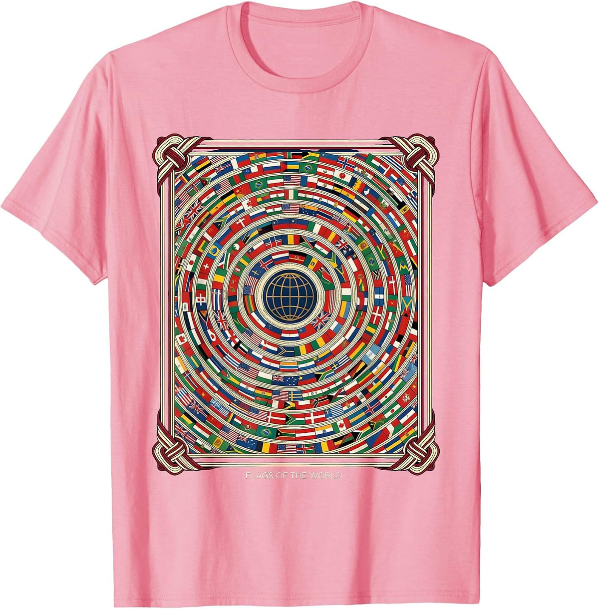 Flags Of The World Geography Lover World Traveler Gift T-Shirt - Pink
