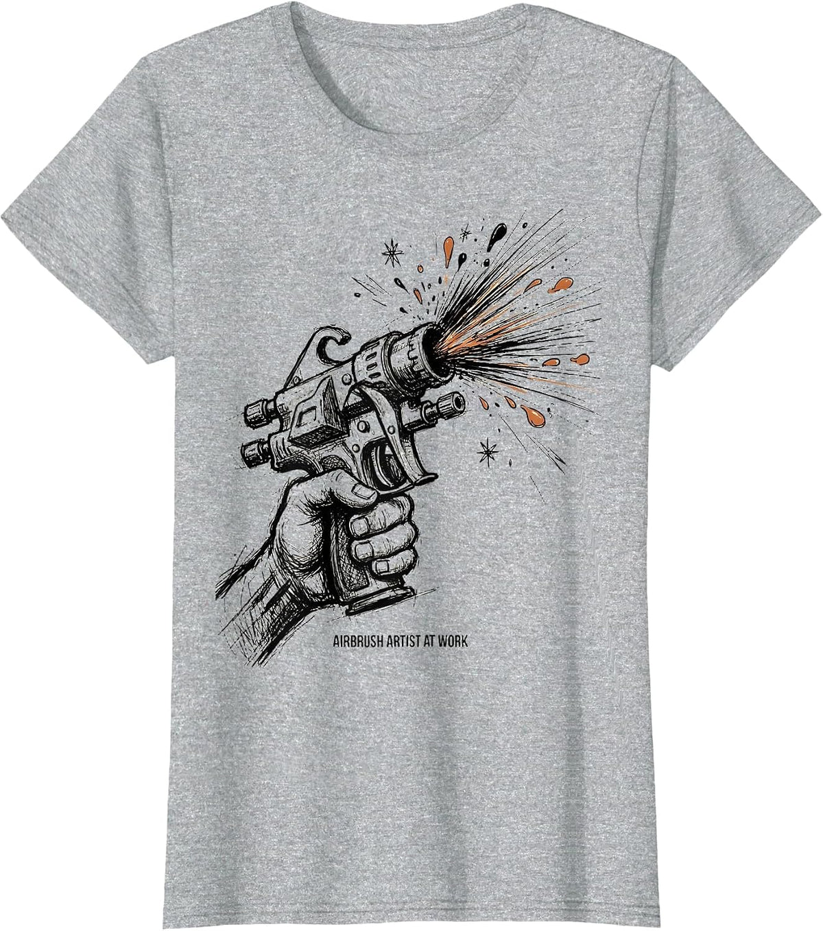 Airbrush Artist At Work Creative Design T-Shirt - Heather Grey