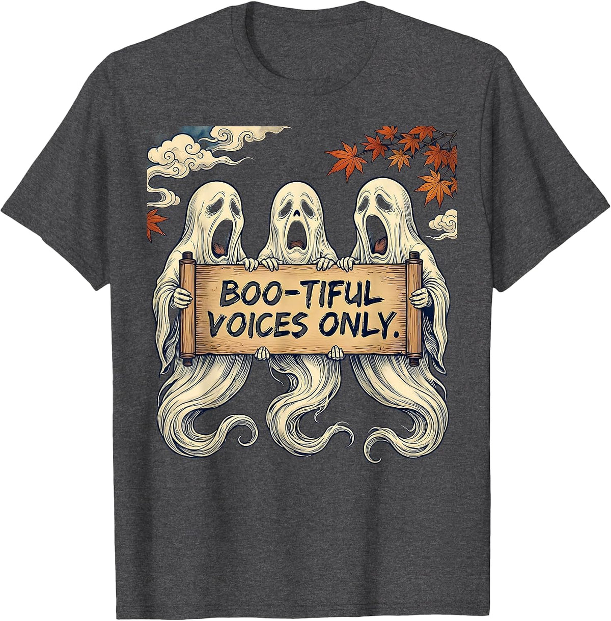 Men's Boo-tiful Voices Only Halloween Ghost Choir T-Shirt - Dark Heather Grey