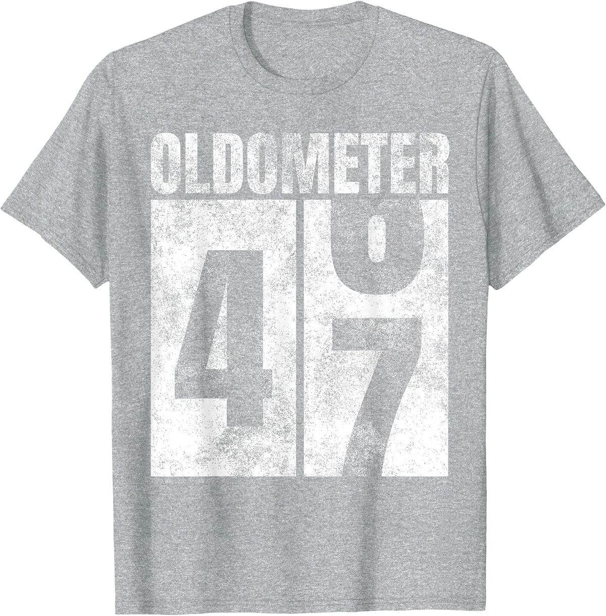 Oldometer 46-47 yrs Old Man Woman Bday Graphic 47th Birthday T-Shirt - Heather Grey