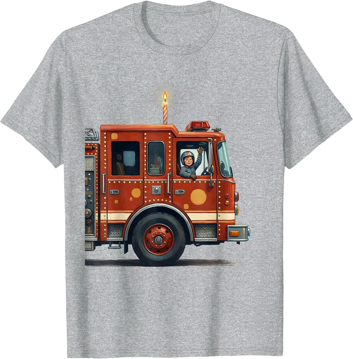 Men's Fire Truck Birthday Boy Storybook Toddler Firefighter T-Shirt - Heather Grey