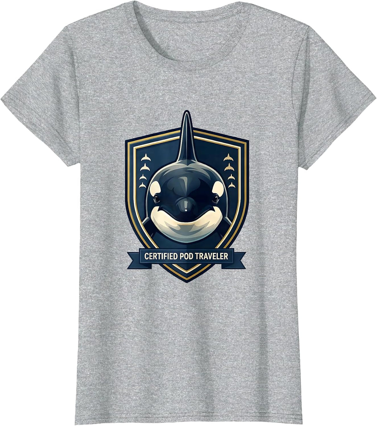 Certified Pod Traveler Orca Whale Marine Life Lover Gift T-Shirt - Heather Grey
