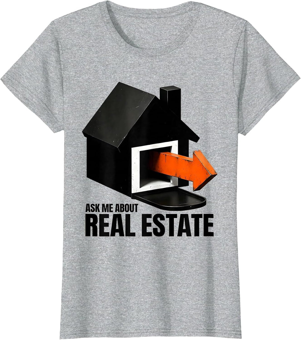 Ask Me About Real Estate Brutalist Realtor Funny Real Estate T-Shirt - Heather Grey