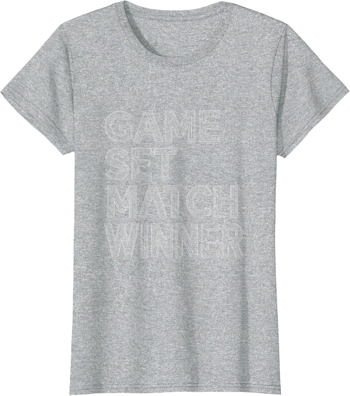 Game Set Match Winner Tennis Design T-Shirt - Heather Grey