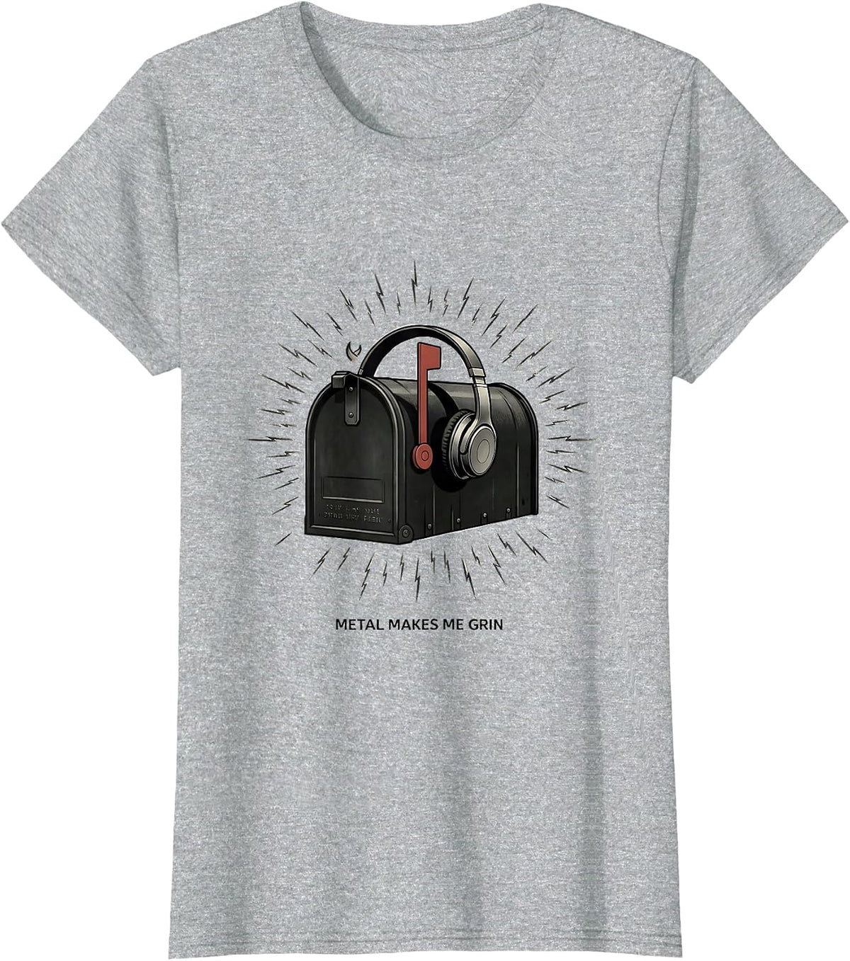 Metal Makes Me Grin Funny Heavy Metal Music Fan Humor T-Shirt - Heather Grey