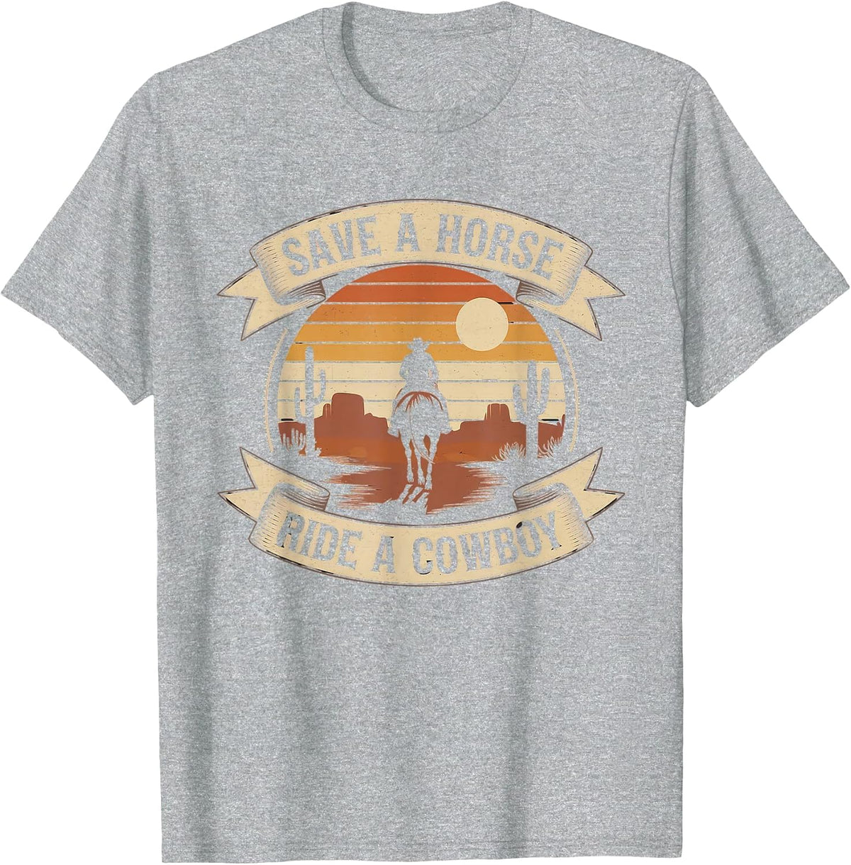 Save A Horse Ride A Cowboy Tshirt Country Outfits Horseback T-Shirt - Heather Grey