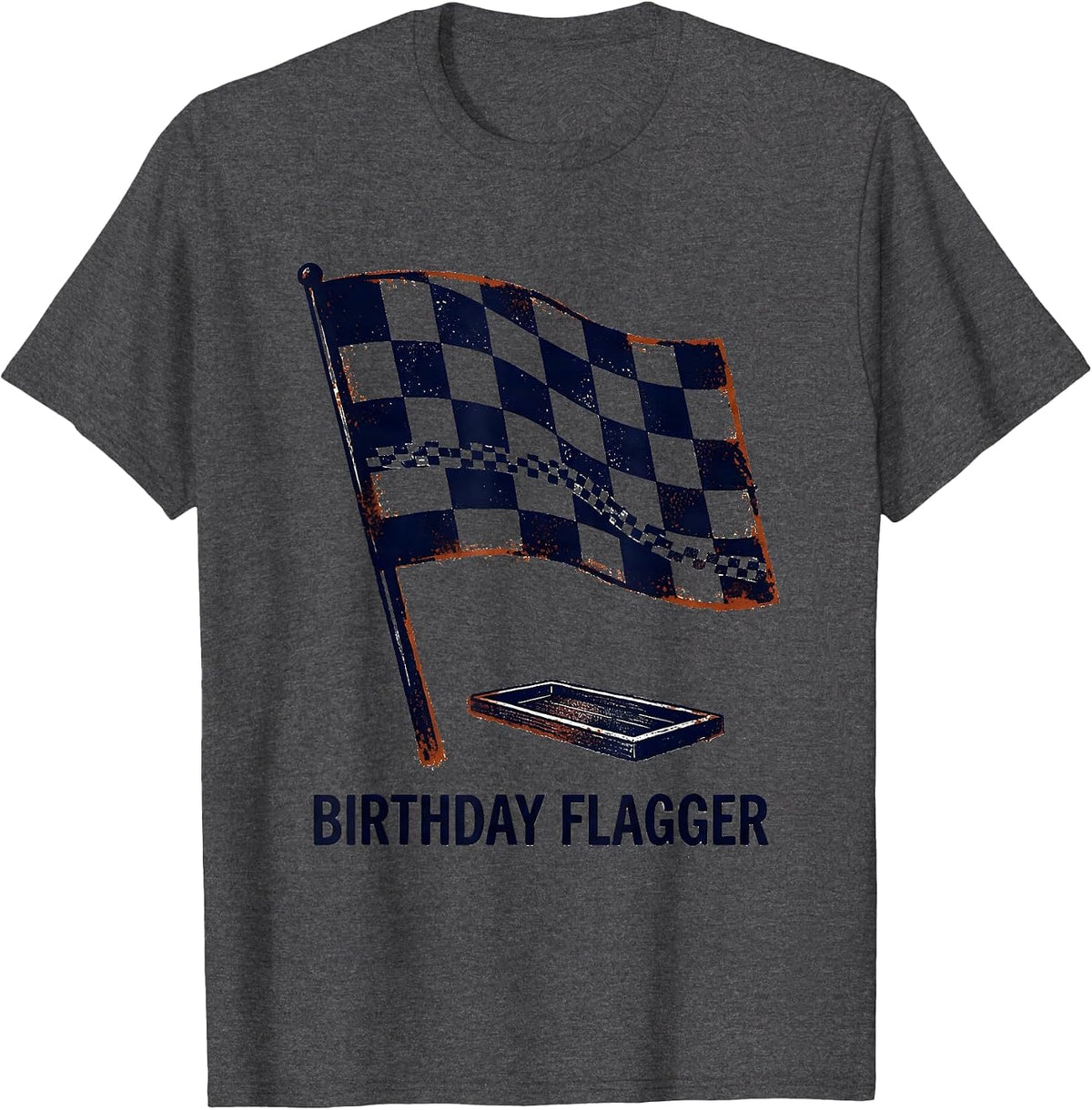 Birthday Flagger Rubber Stamp Pit Crew Family Race Car Party T-Shirt - Dark Heather Grey