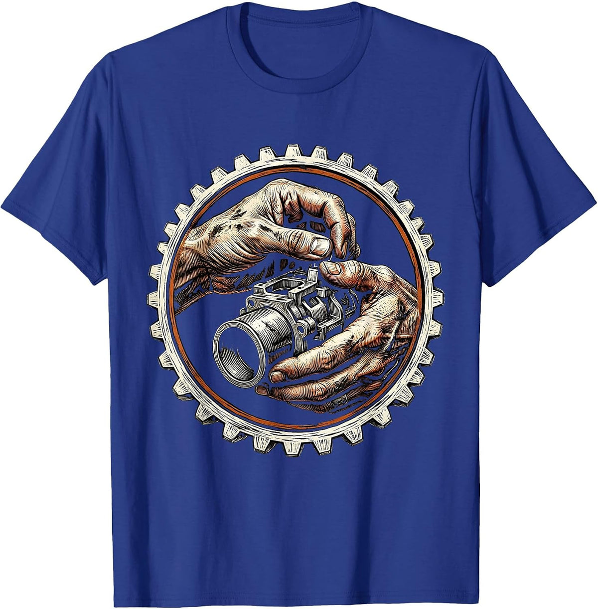 Carburetor Assembly Close-Up Mechanic Graphic T-Shirt - Royal Blue