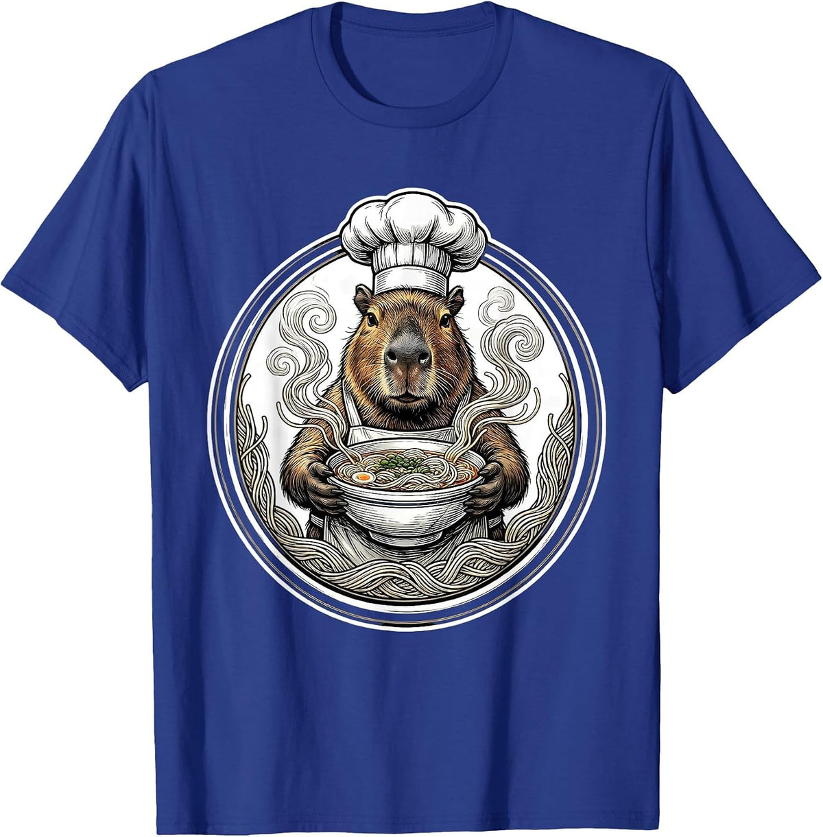 Men's Capybara Chef Ramen Bowl Graphic T-Shirt - Royal Blue