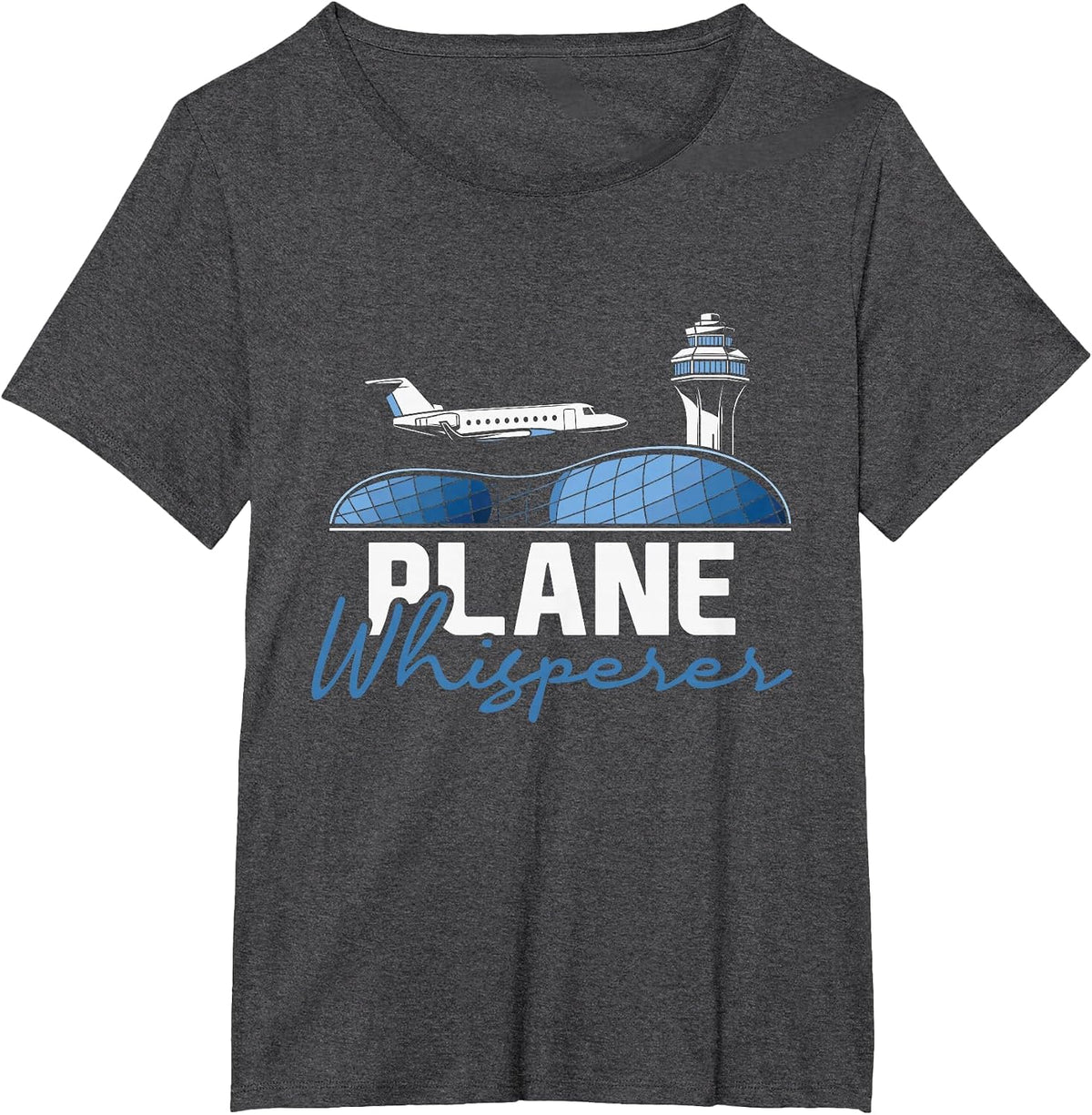 Plane Whisperer - Air Traffic Controller ATC Airfield T-Shirt - Dark Heather Grey