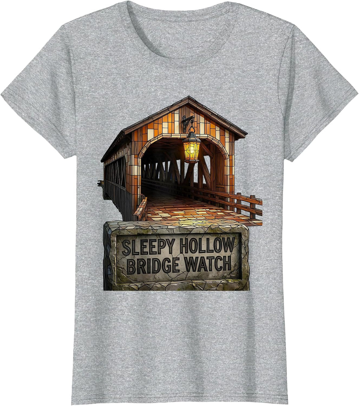 Sleepy Hollow Bridge Watch Gothic Horror Halloween Fan T-Shirt - Heather Grey
