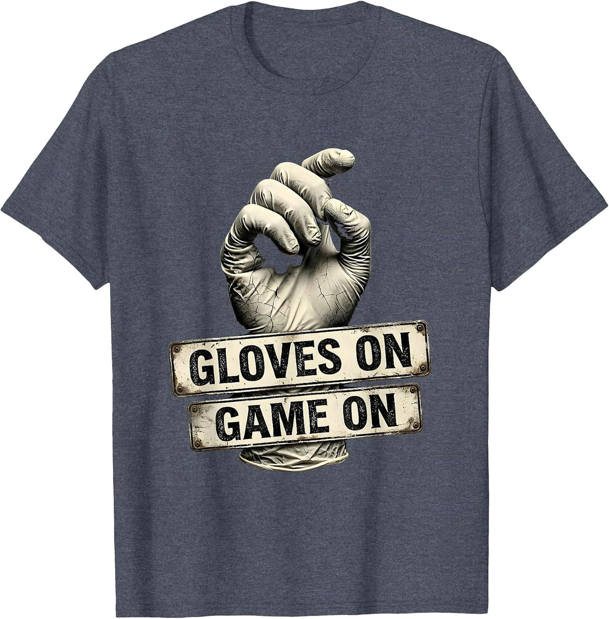 Gloves On Game On Boxing Fighter Design T-Shirt - Heather Blue