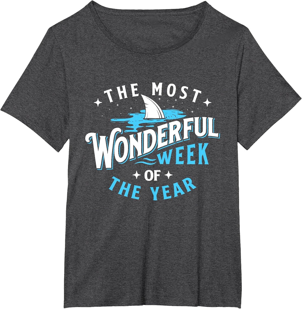 The Most Wonderful Week of The Year - Shark Lover Sea Ocean T-Shirt - Dark Heather Grey
