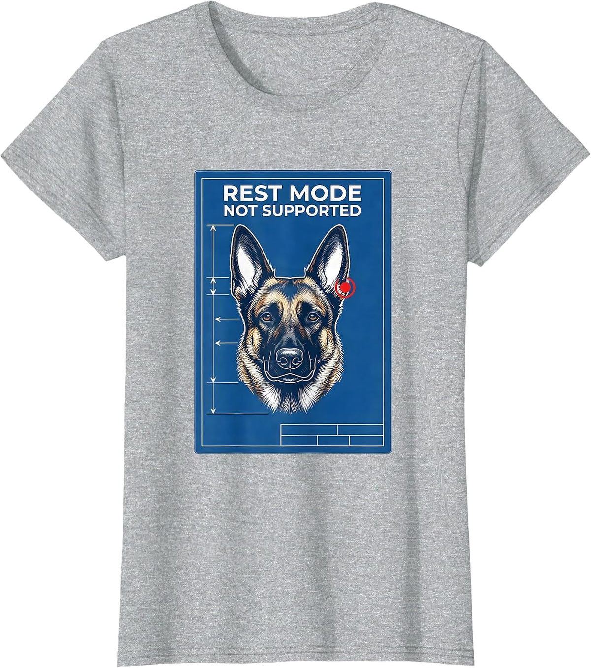 Women's Rest Mode Not Supported Belgian Malinois Dog Owner Humor T-Shirt - Heather Grey
