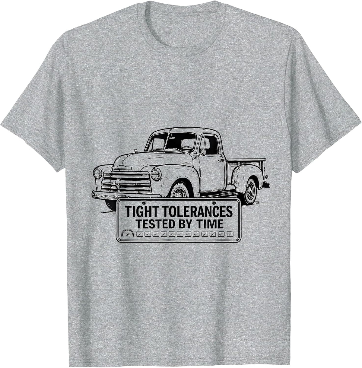 Men's Tight Tolerances Tested By Time Vintage Classic Truck T-Shirt - Heather Grey