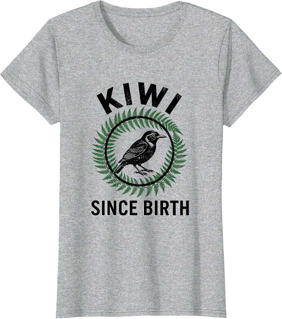 Kiwi Since Birth Vintage NZ Rugby Fan Pride T-Shirt - Heather Grey