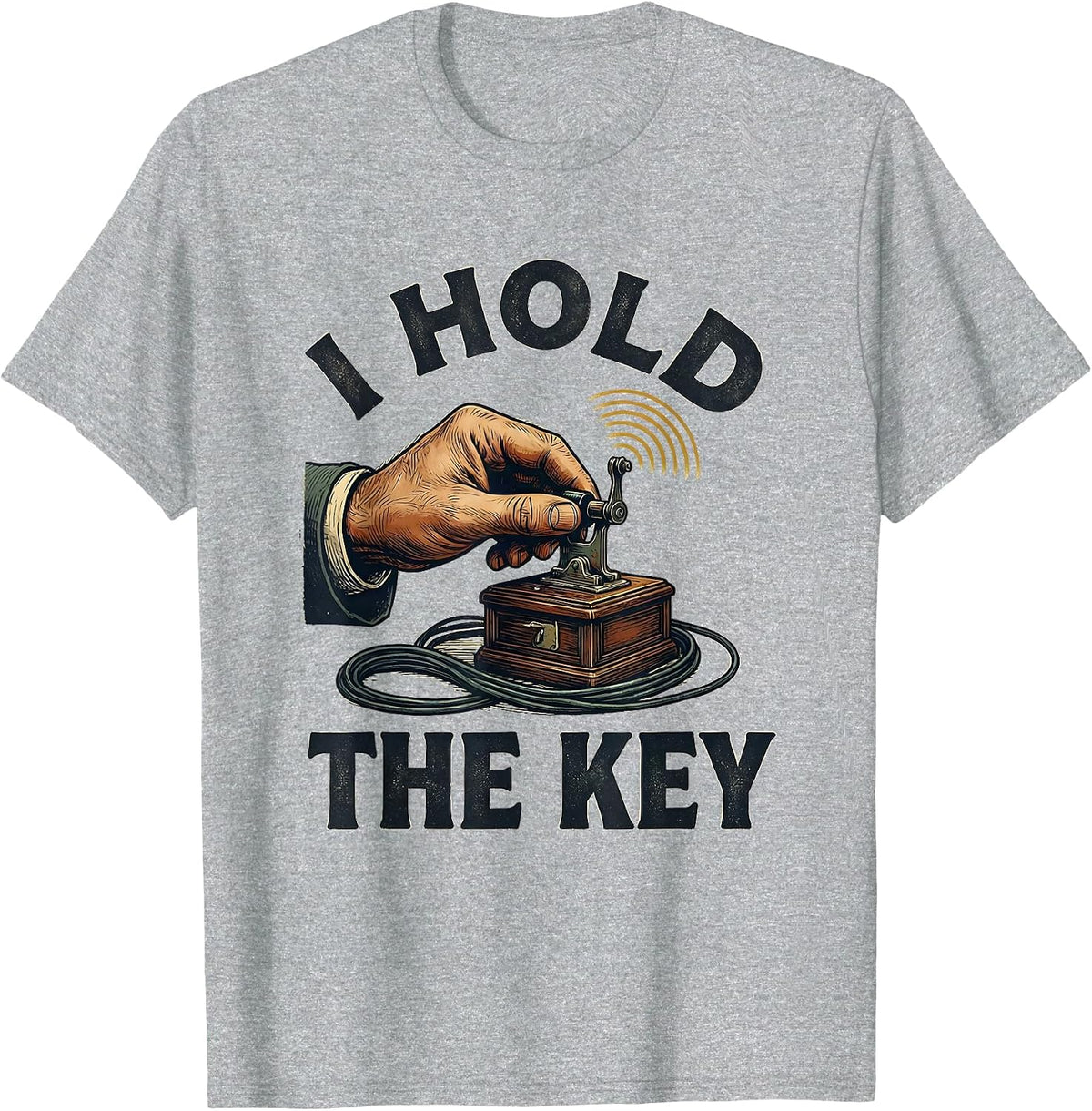 Men's I Hold The Key Funny Ham Radio Operator Hobbyist Humor T-Shirt - Heather Grey